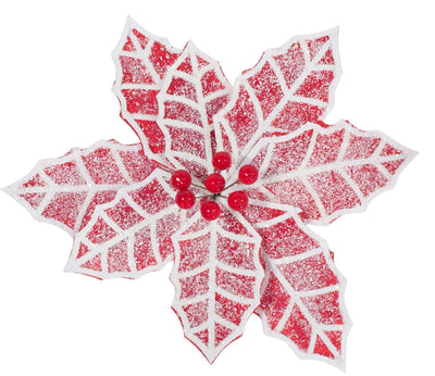 COMING SOON - POINSETTIA FROSTED HOLLY CLIP