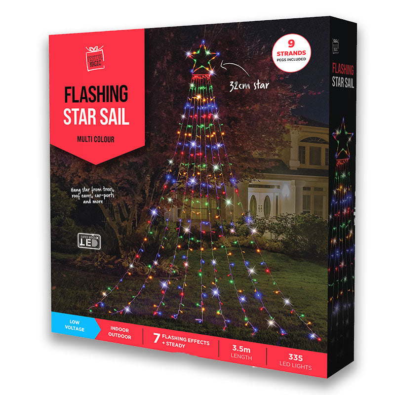 3.5m LED MULTICOLOUR CASCADING GARDEN STAR christmas shack australia
