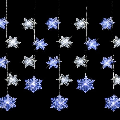 6m SNOWFLAKE ICICLES - BLUE / WHITE