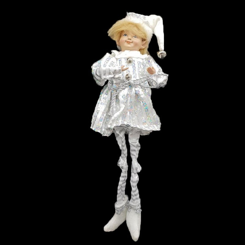 15" HANGING JESTER GIRL WITH SOFT LEGS - SILVER