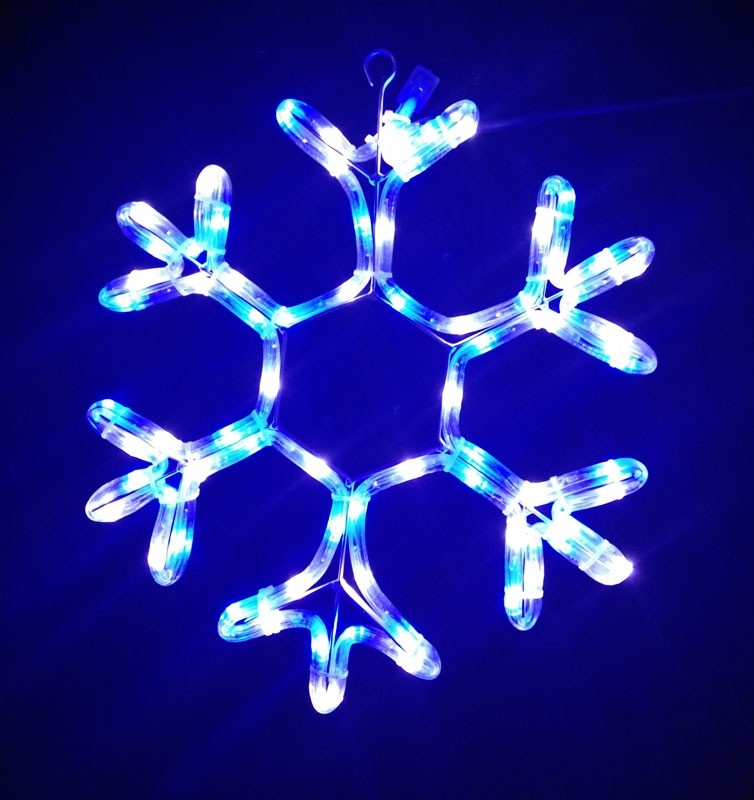 33cm LED ROPE LIGHT SNOWFLAKE - BLUE/WHITE