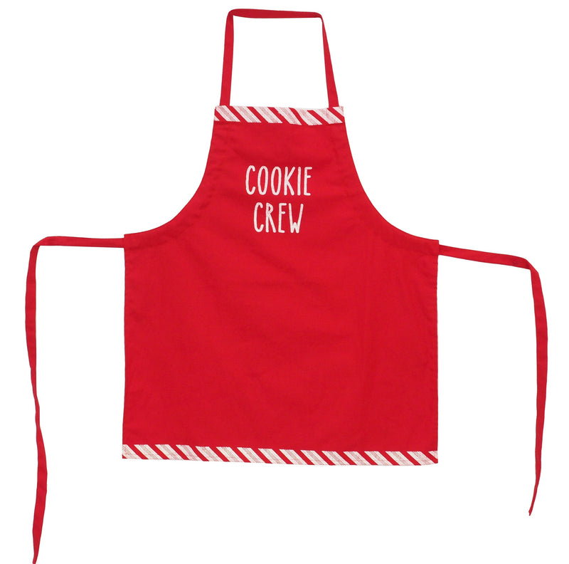 Red Cotton Apron - Candy Cane Stripe Edge
