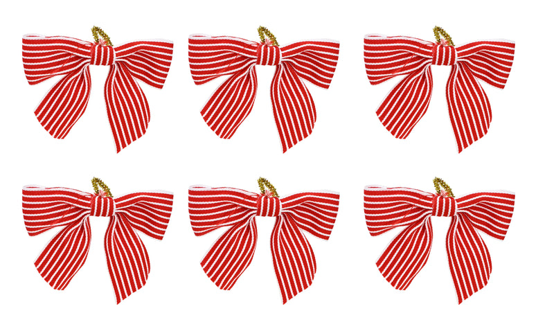 COMING SOON - CANDY CANE BOWS w/WOVEN STRIPE 6pk