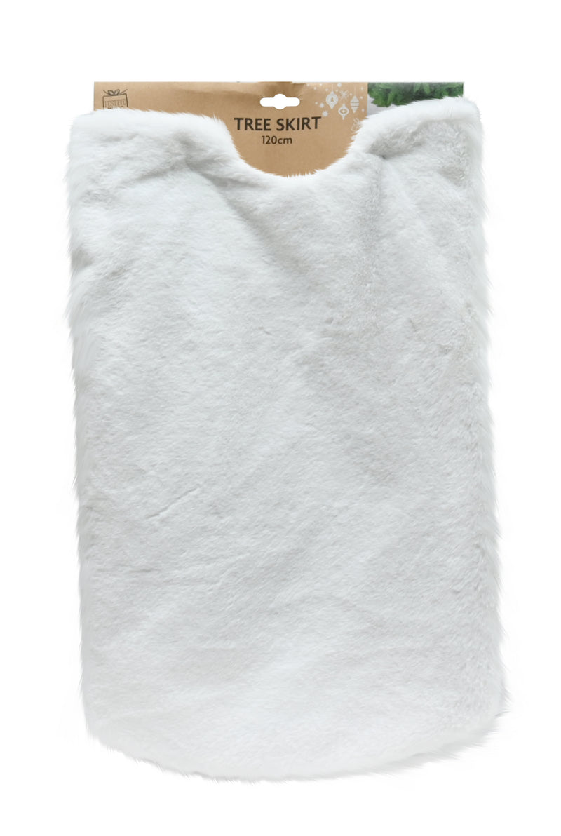 WHITE PLUSH TREE SKIRT