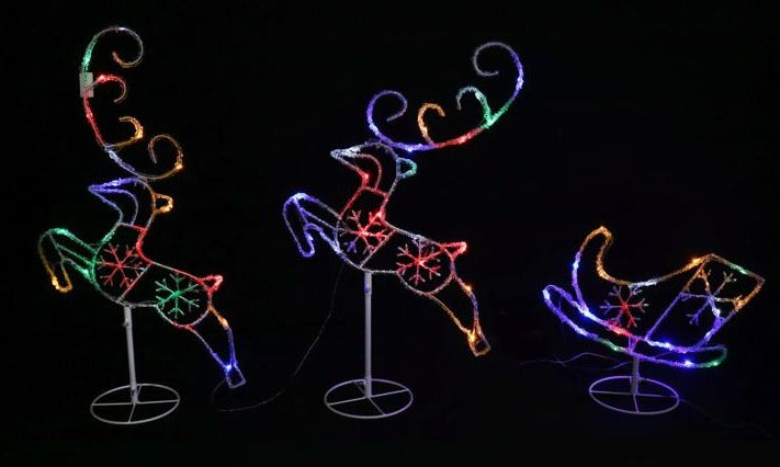 LED ACRYLIC SLEIGH LEAPING DEERS