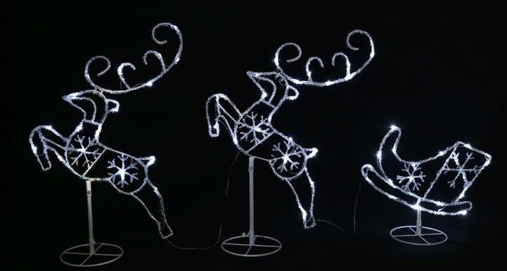 LED ACRYLIC SLEIGH LEAPING DEERS