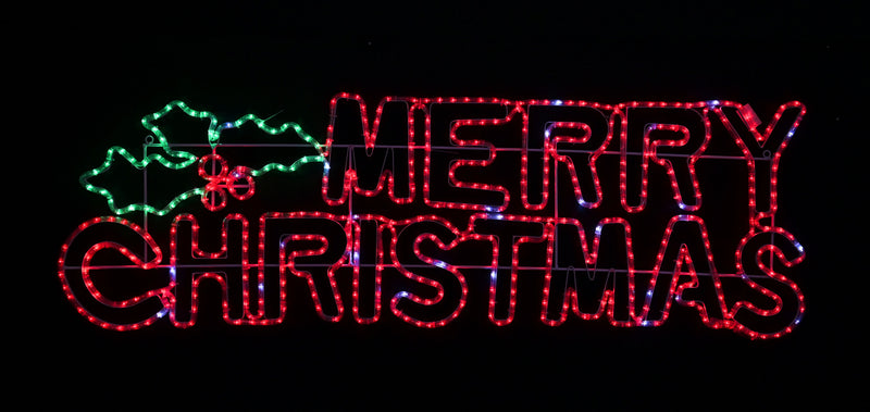 COMING SOON - LED R/LIGHT MERRY CHRISTMAS SIGN w/HOLLY
