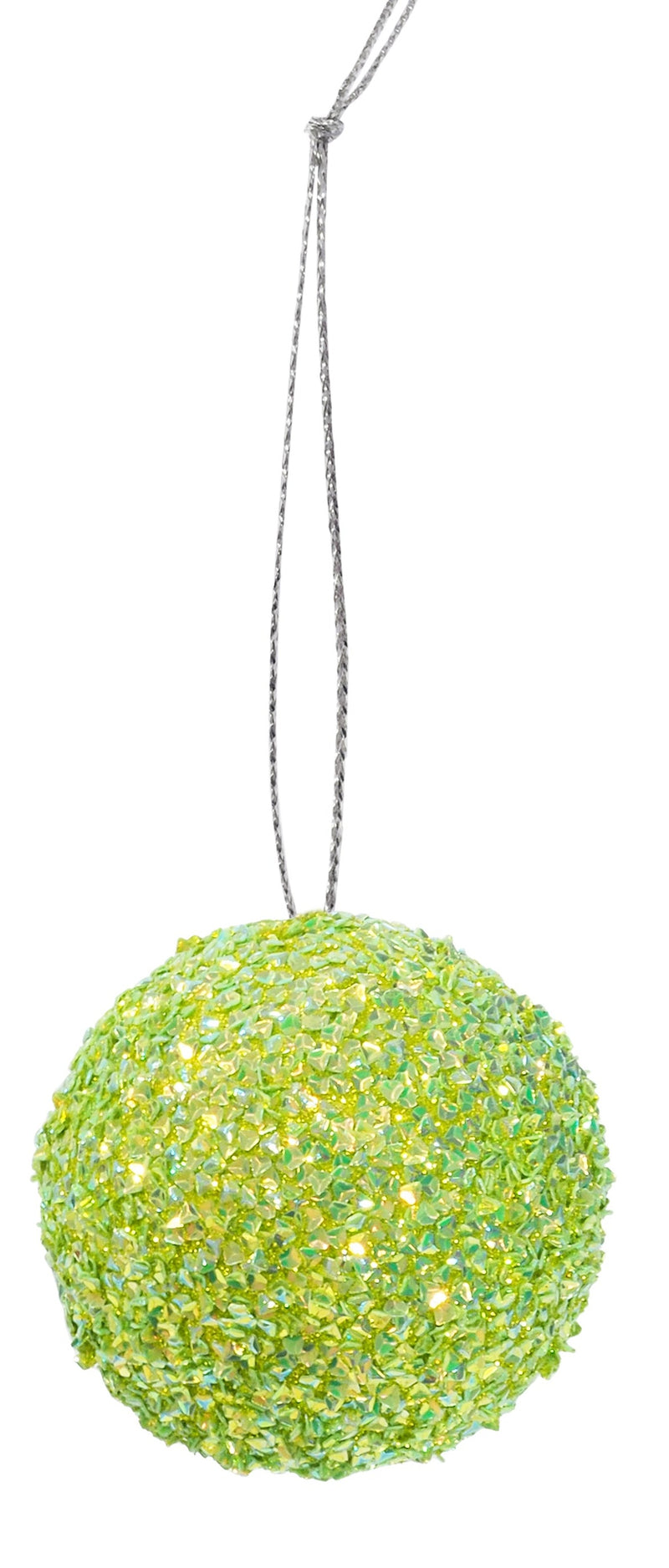 Apple green iridescent bauble, 8cm in diameter