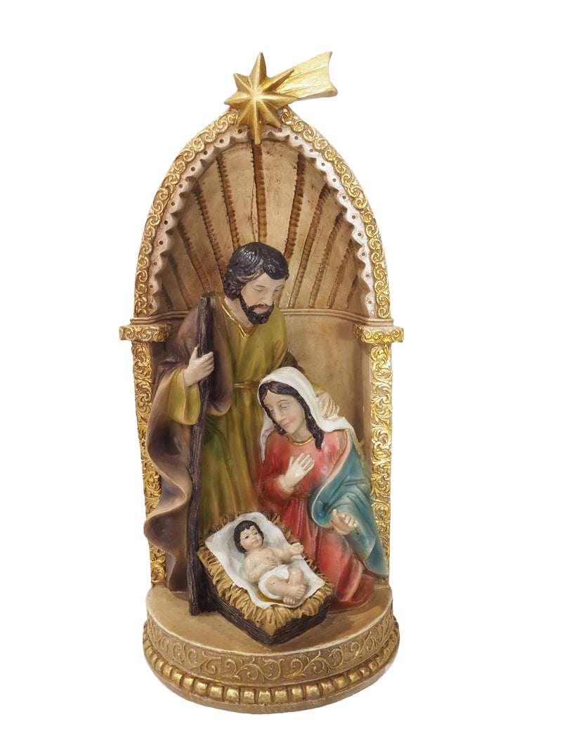 Resin Holly Family Dome Scene - 12 x 4.5 x 20 cm