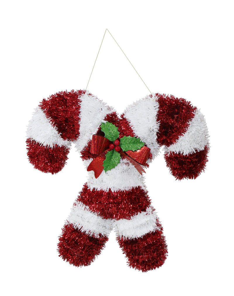 COMING SOON - TINSEL CROSS CANDY CANE PLAQUE