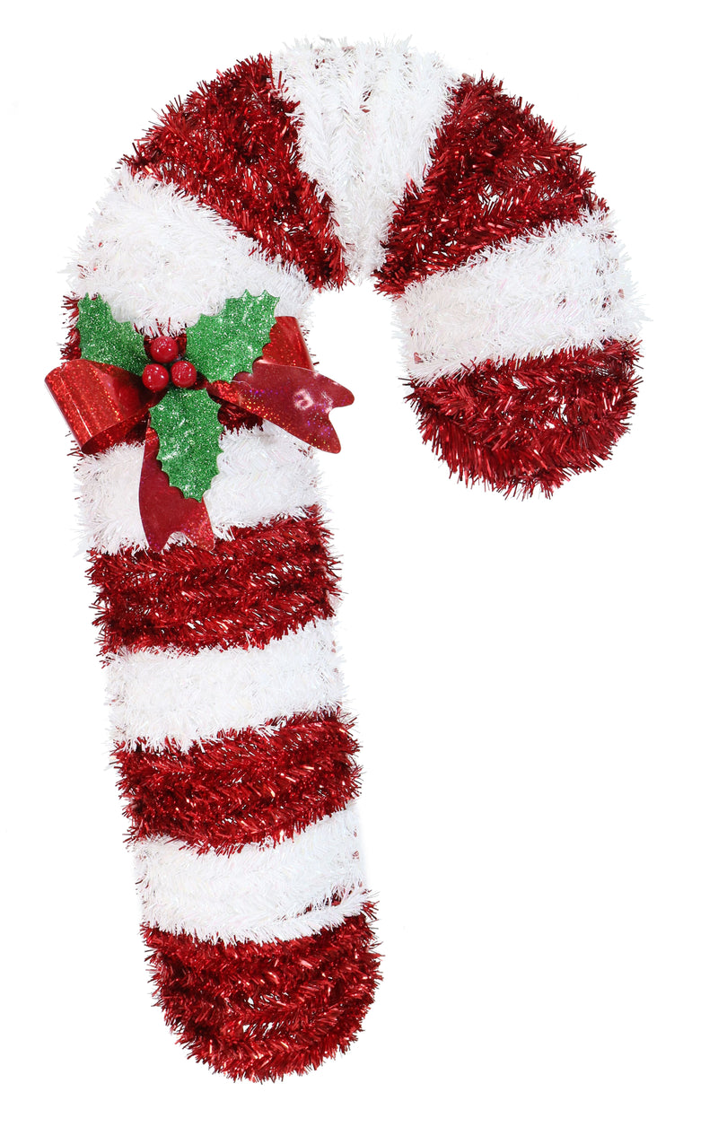 COMING SOON - 60cm TINSEL CANDY CANE PLAQUE