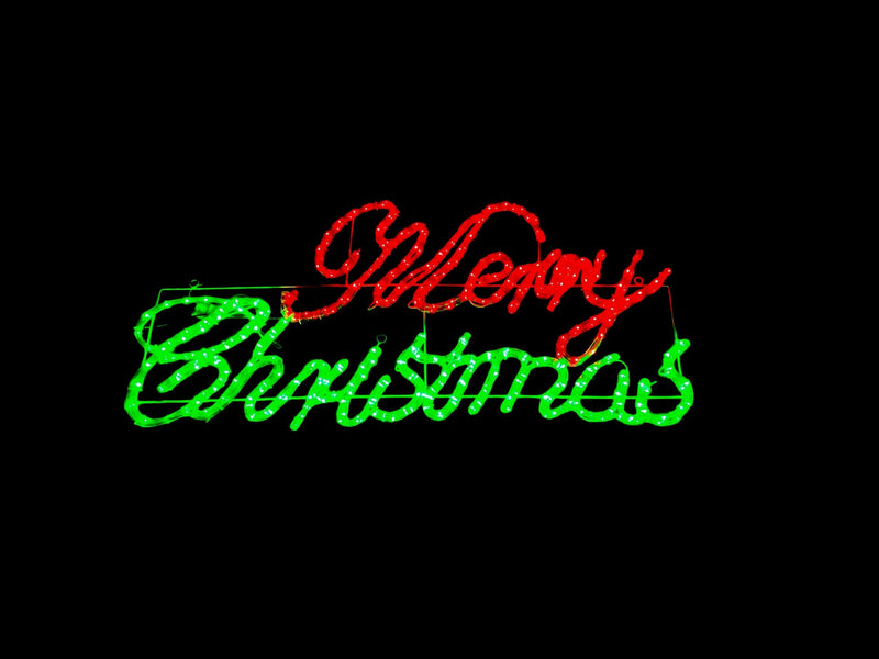 LED MERRY CHRISTMAS SIGN - RED / GREEN