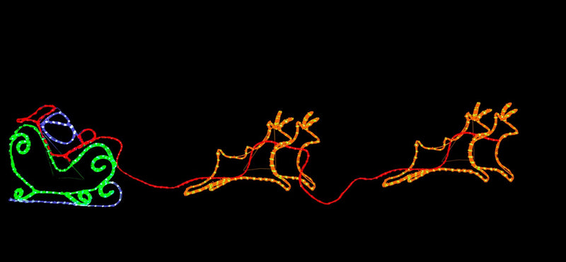 LED REINDEER WITH SANTA SLEIGH
