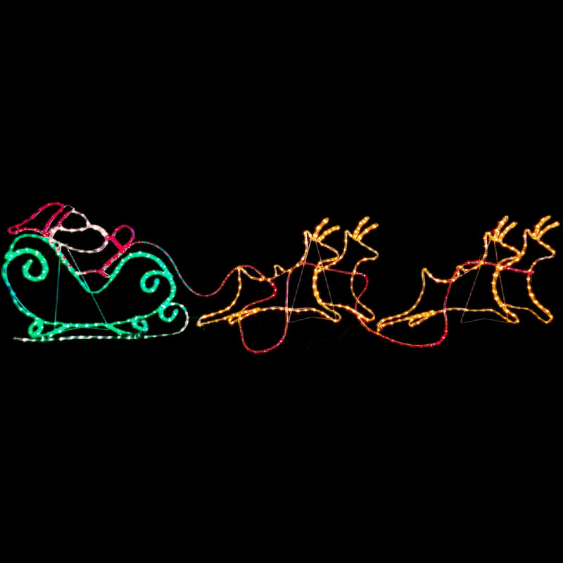 LED REINDEER WITH SANTA SLEIGH