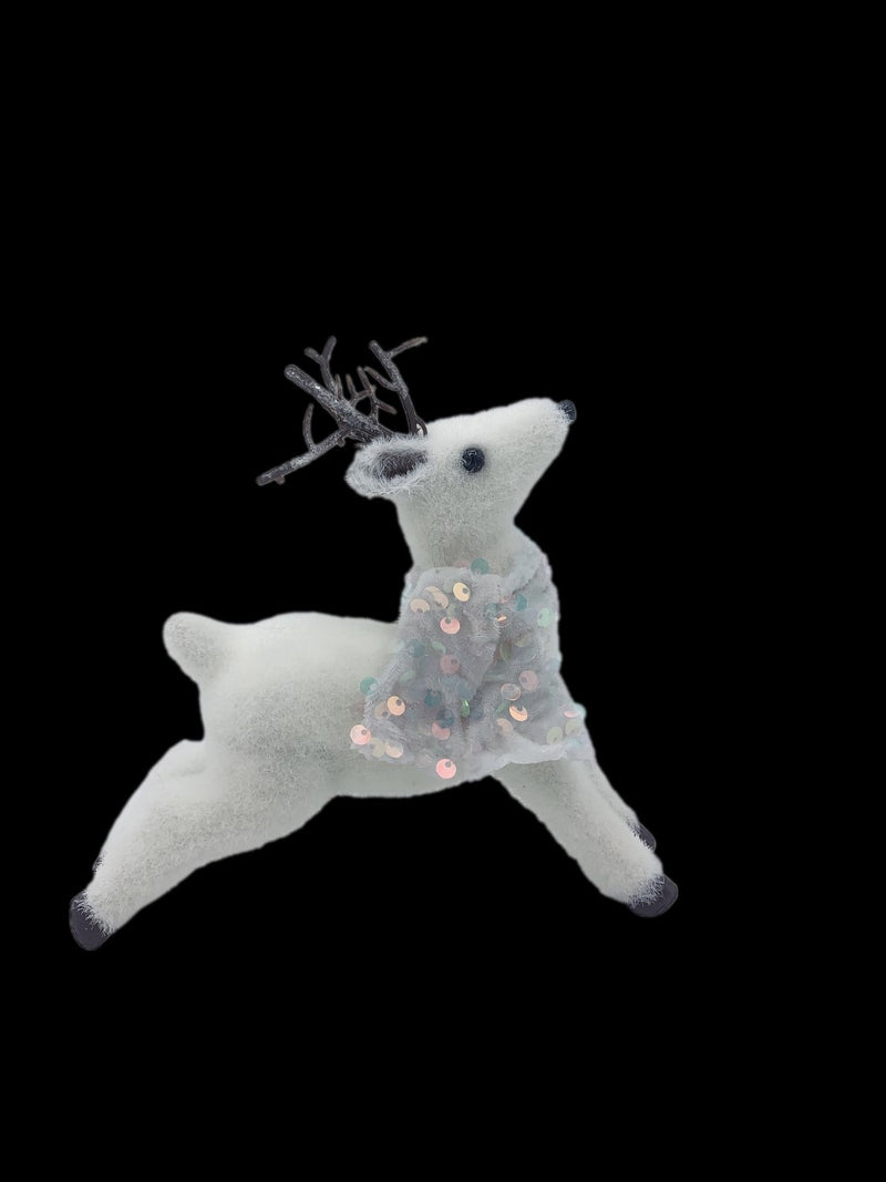 WHITE HANGING REINDEER w/WHITE SCARF DECORATION