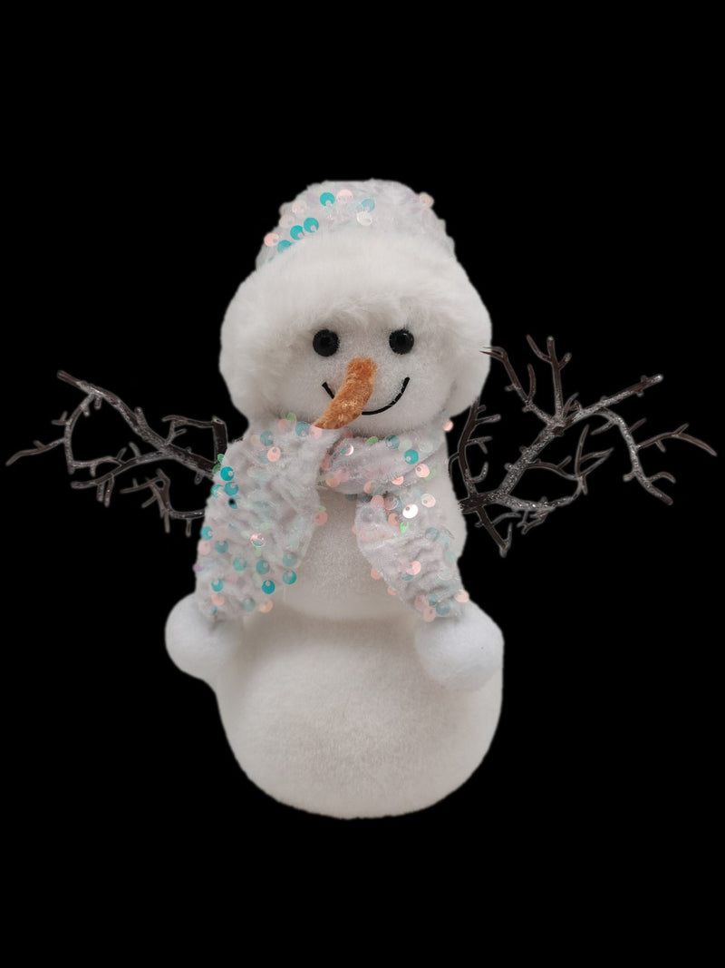 22cm SNOWMAN w/WHITE SCARF & HAT