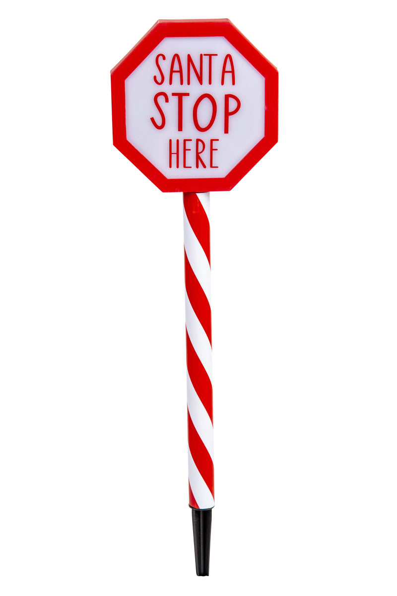 55cm LED TIMER SANTA STOP HERE GARDEN STAKE