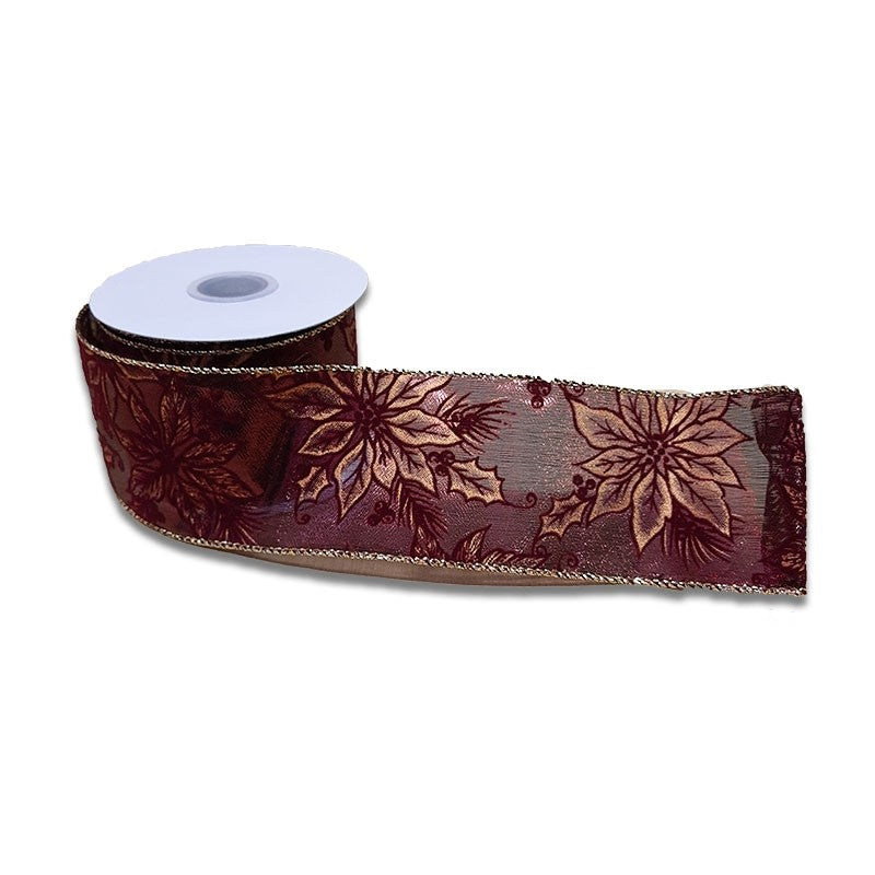 BURGUNDY POINSETTIA RIBBON