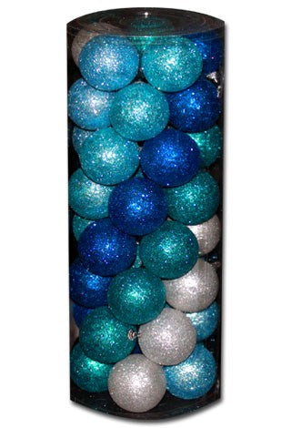 60mm x 40pc GLITTER BAUBLES - FROSTED COLOURS