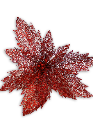 50cm LACE LEAF POINSETTIA - RED