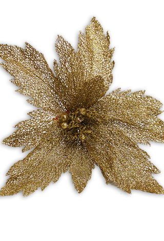 COMING SOON - 50cm LACE LEAF POINSETTIA - GOLD