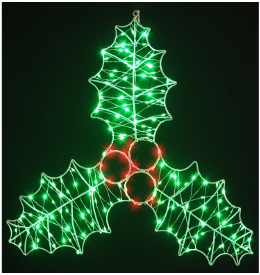 45cm LED COPPER LIGHTS HOLLY w/BERRIES