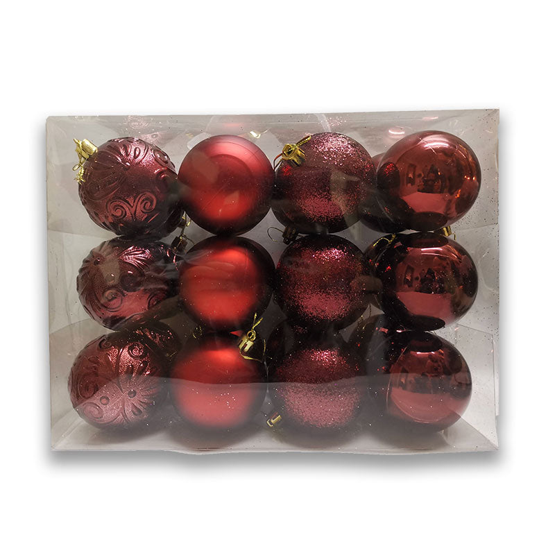 70mm X 24pc BAUBLE BARREL - BURGANDY