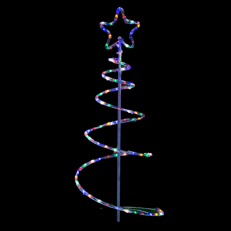 90cm SOLAR LED MULTICOLOUR ROPE LIGHT SPIRAL TREE