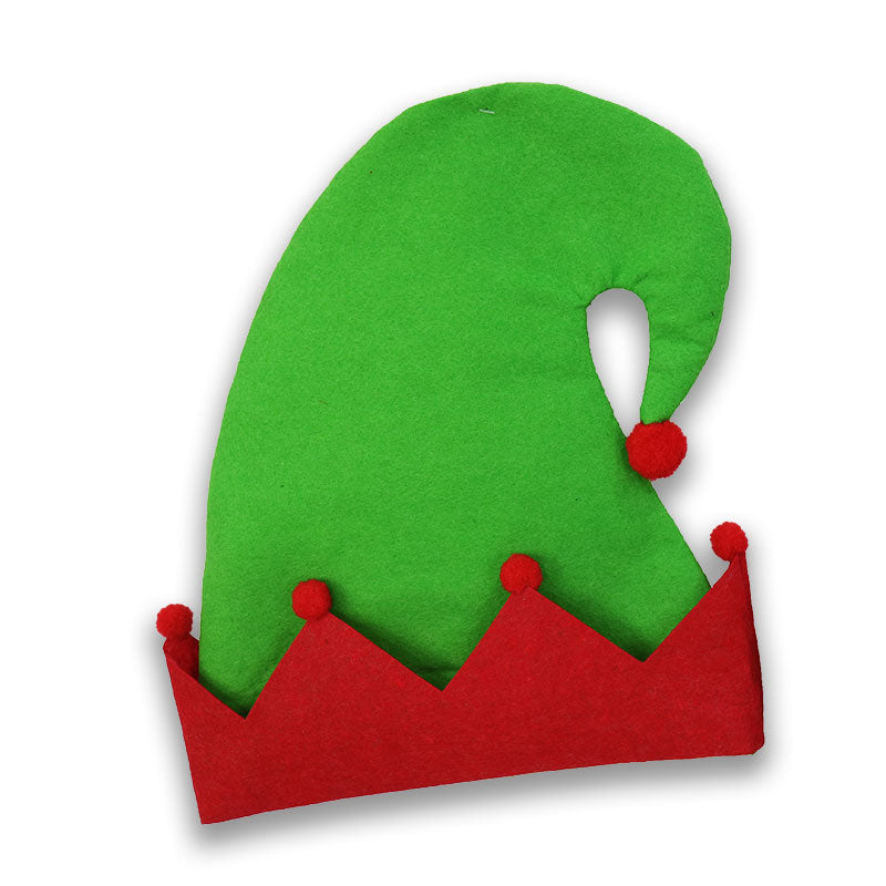 CURLY FELT ELF HAT WITH POM POMS - GREEN