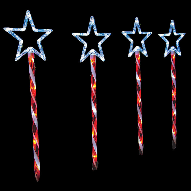 4pc CANDY CANE GARDEN STAKES WITH STAR