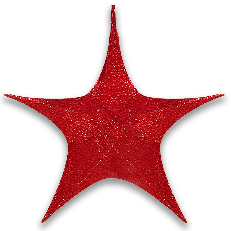 80cm POP-UP TINSEL STAR - RED