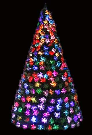 6ft / 180cm BUTTERFLY EFFECT GREEN FIBRE OPTIC TREE - MULTICOLOUR