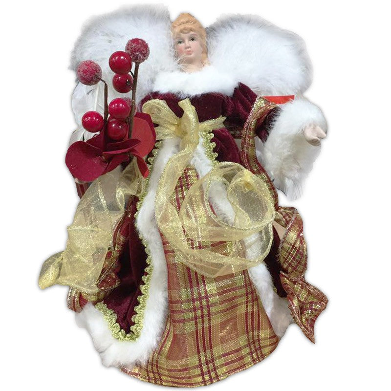 12" BURGUNDY TREE TOP ANGEL