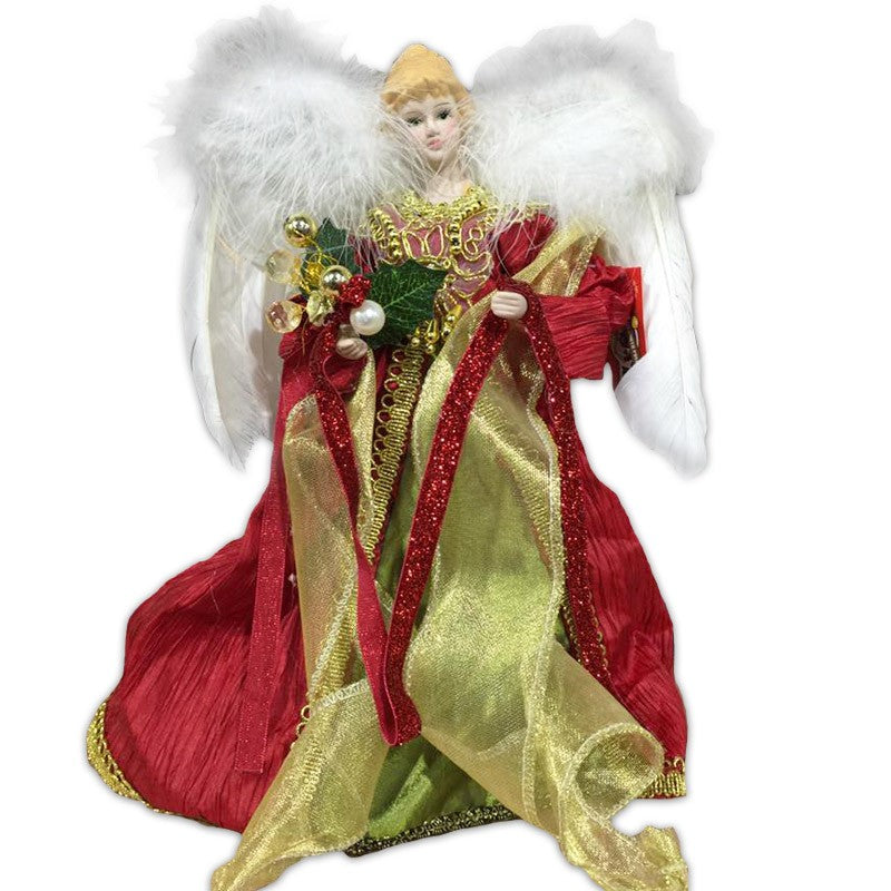 12" RED & GREEN TREE TOP ANGEL