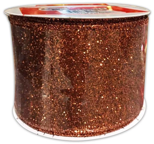 RIBBON COPPER GLITTER 9m