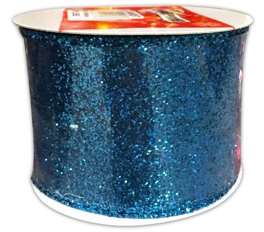 RIBBON TEAL GLITTER 9m