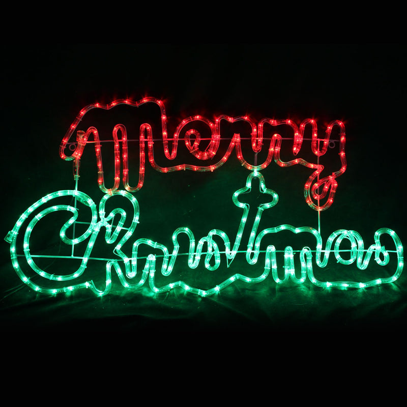 LED MERRY CHRISTMAS SIGN - RED / GREEN