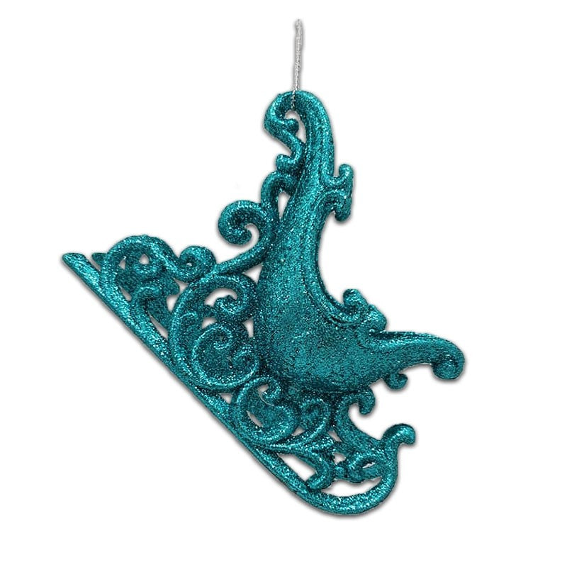 10cm GLITTER SLEIGH ORNAMENT - TIFFANY BLUE