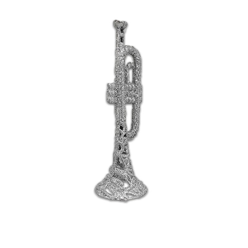 15cm GLITTER TRUMPET ORNAMENT - SILVER