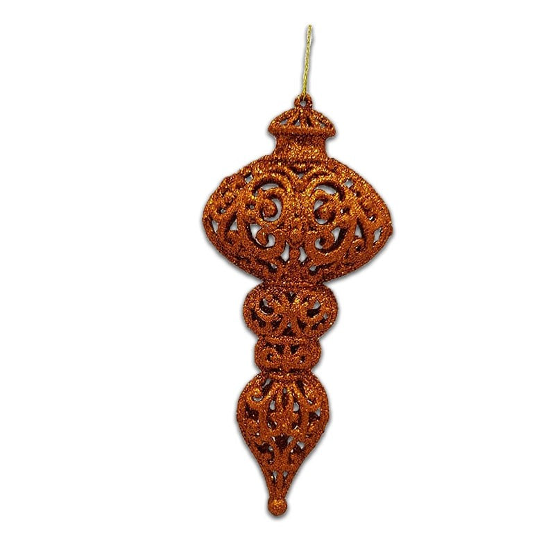 15cm GLITTER HOLLOW WATERDROP ORNAMENT - COPPER