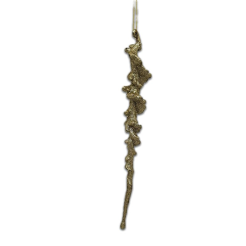 25cm GLITTER ICICLE ORNAMENT - GOLD