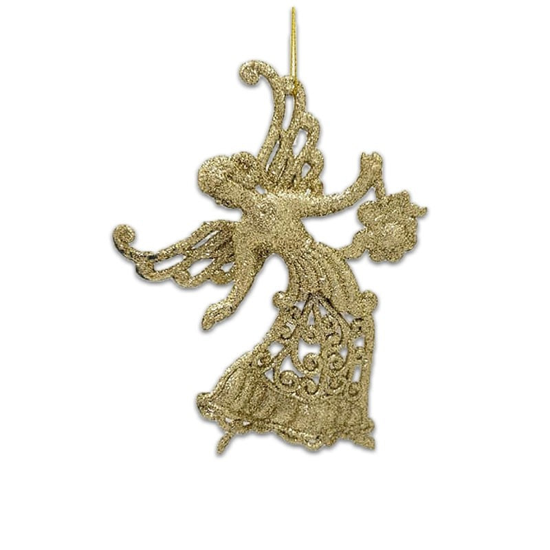 12cm GLITTER ANGEL ORNAMENT - GOLD