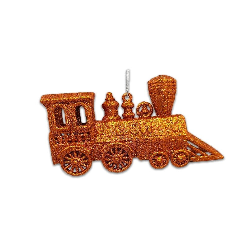 7cm GLITTER TRAIN ORNAMENT - COPPER