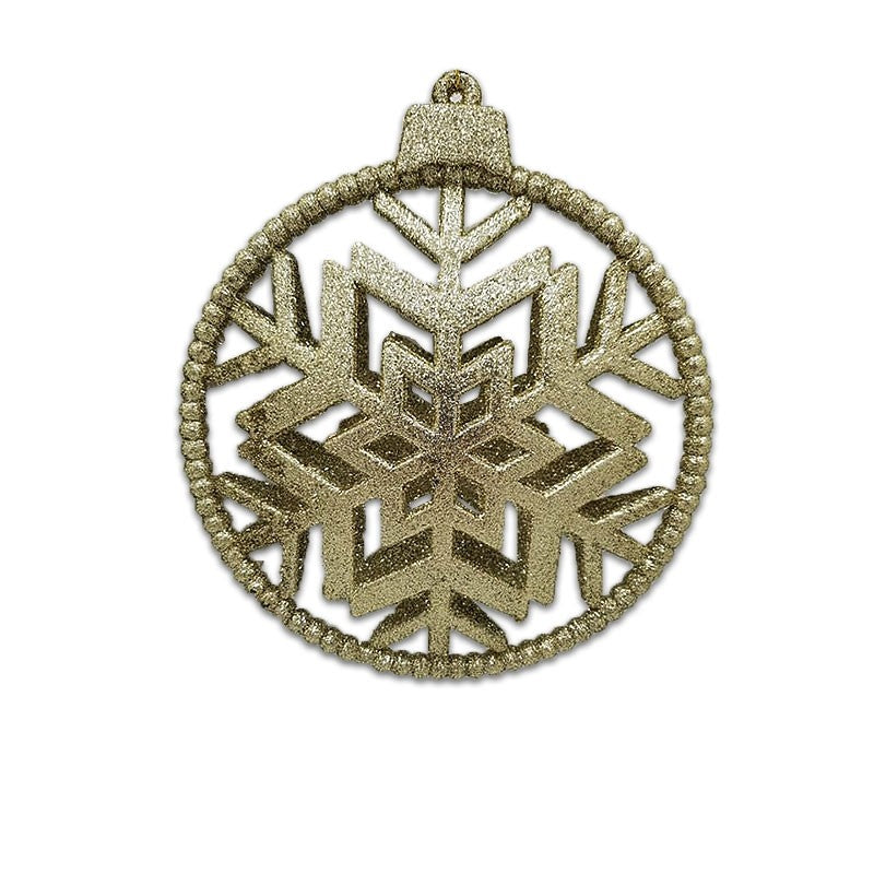 18cm GLITTER SNOWFLAKE BAUBLE ORNAMENT - GOLD