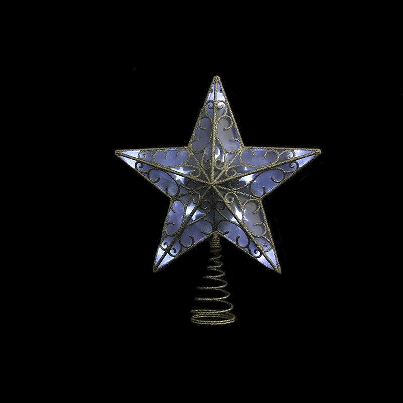 ILLUMINATED BATTERY OPERATED TREE-TOP STAR - COOL WHITE