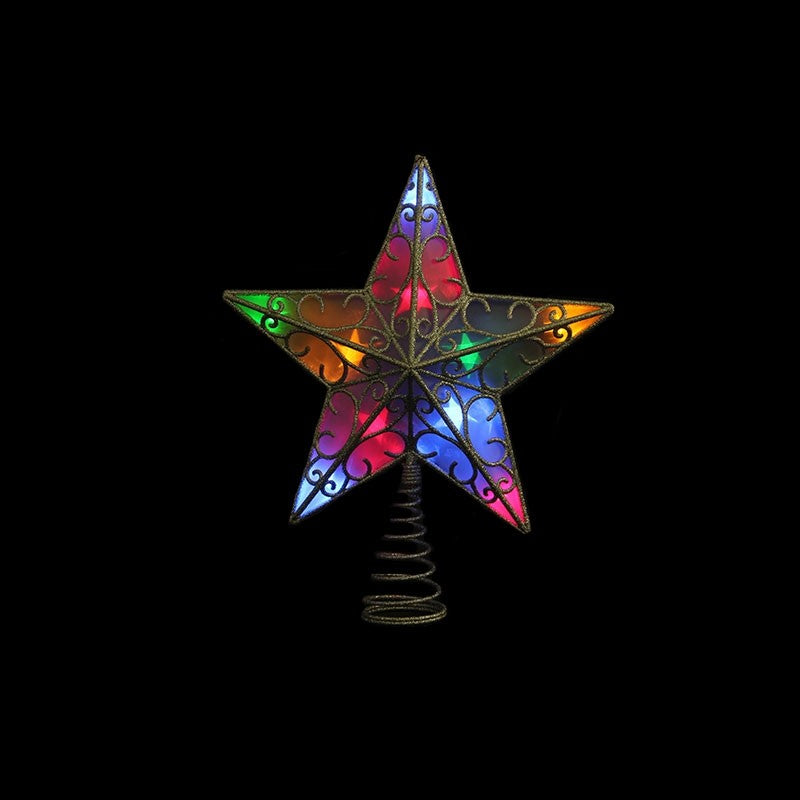 ILLUMINATED BATTERY OPERATED TREE-TOP STAR - MULTICOLOUR