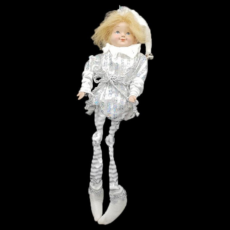 15" HANGING JESTER BOY WITH SOFT LEGS - SILVER