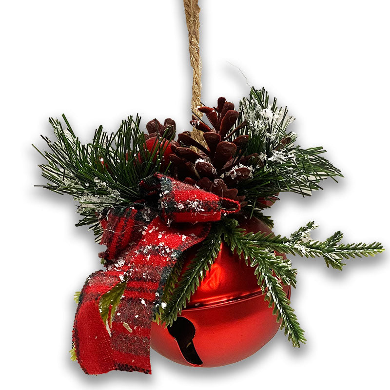 10cm HANGING DECORATED RED BELL