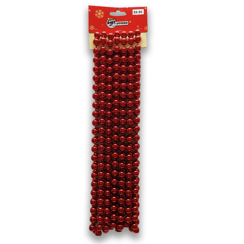 5m SHINY BEAD GARLAND - RED