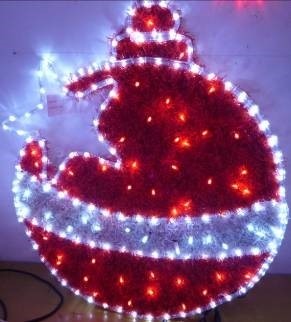 LED ROPE LIGHT TINSEL RED BAUBLE - COOL WHITE